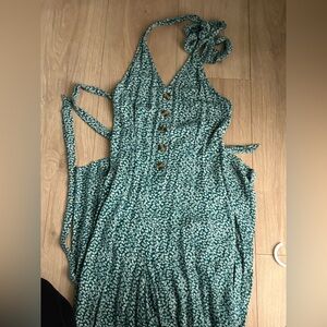 Green Floral halter jumpsuit